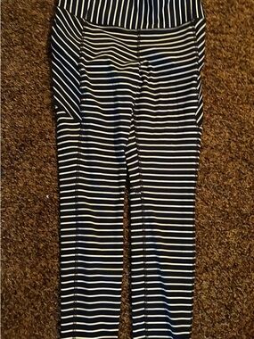 Athleta Navy and White Striped Leggings